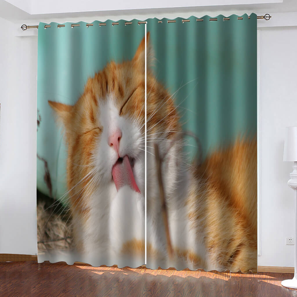 2024 NEW Animal Cute Cat Curtains Blackout Window Drapes