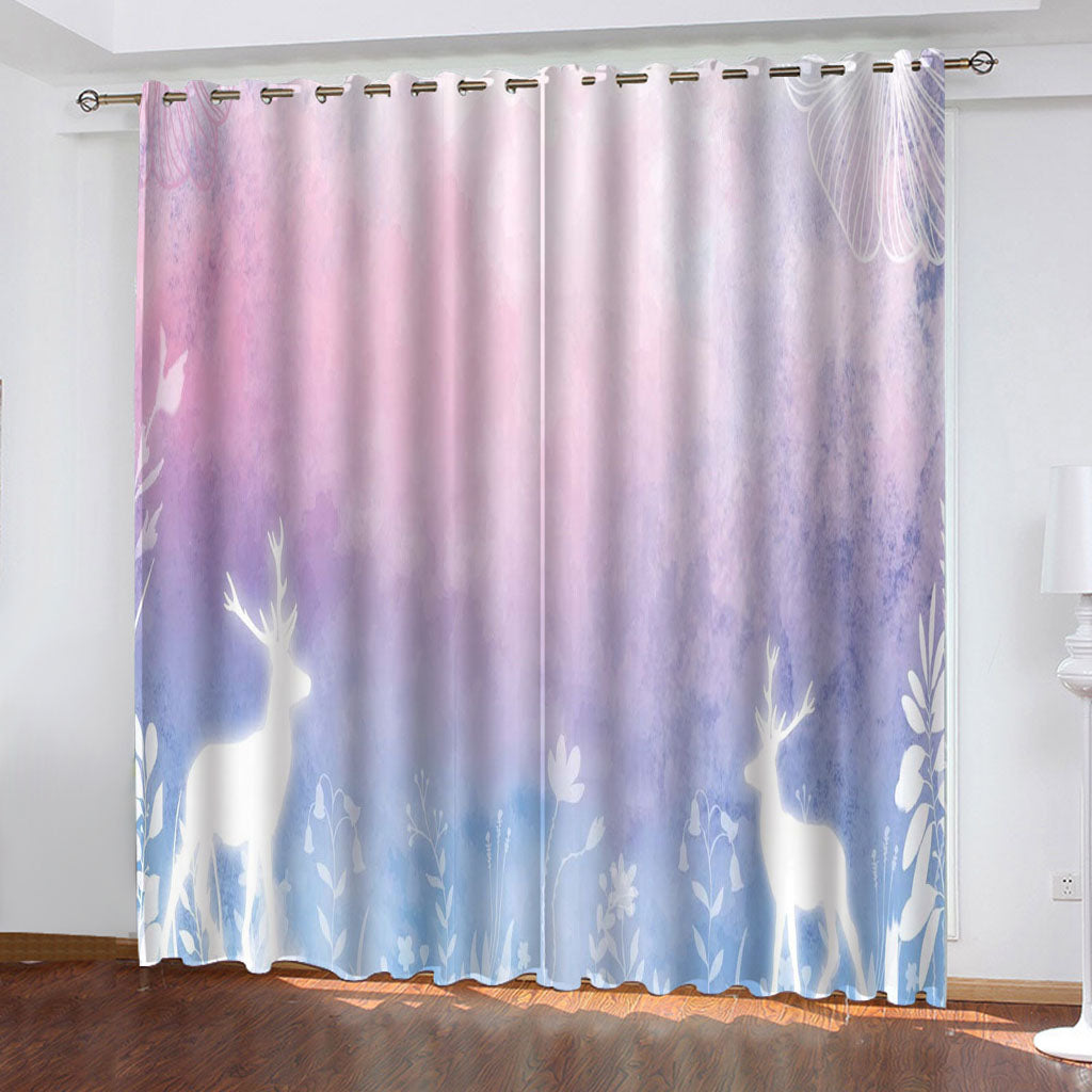 2024 NEW Animal Deer Curtains Pattern Blackout Window Drapes