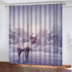 2024 NEW Animal Deer Curtains Pattern Blackout Window Drapes