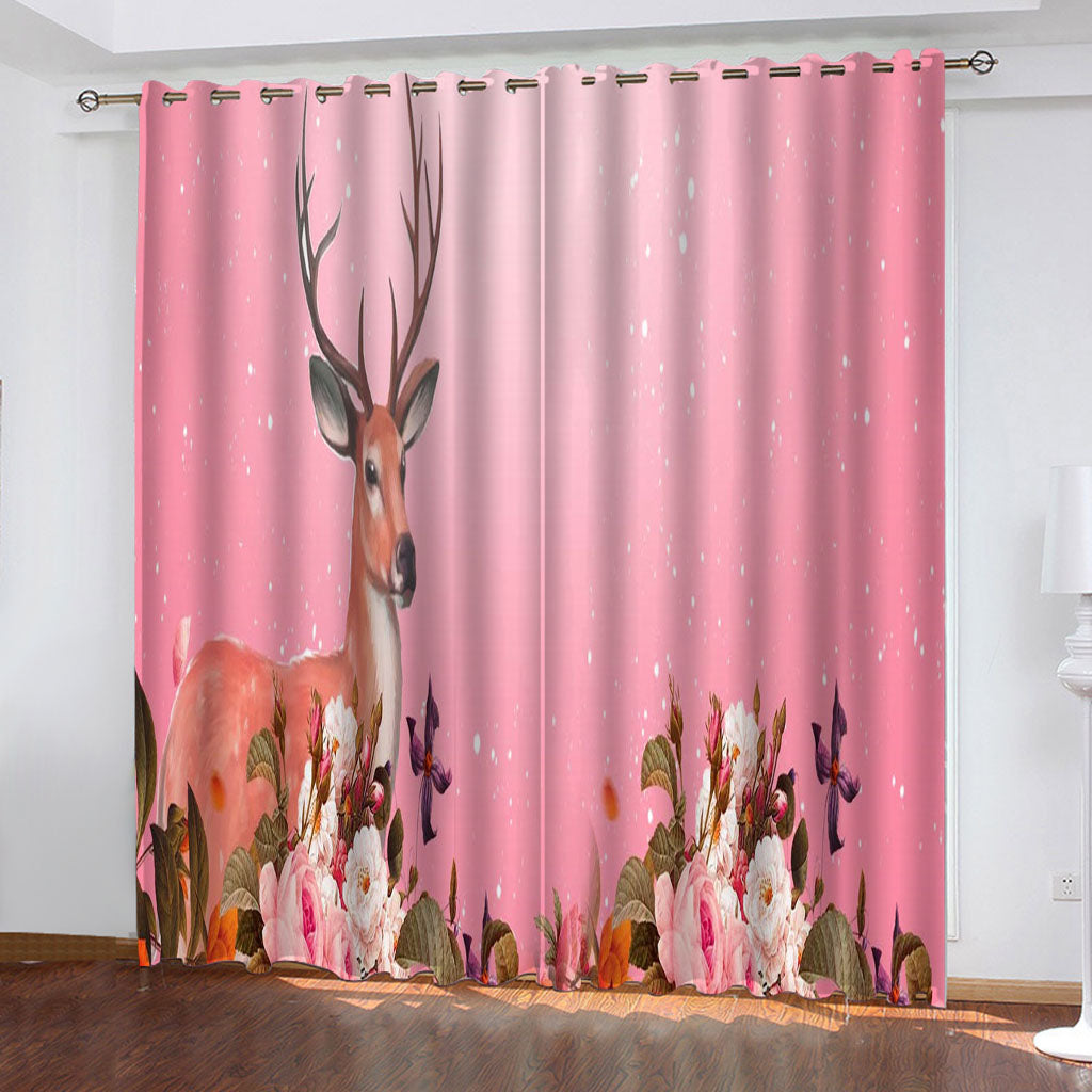 2024 NEW Animal Deer Curtains Pattern Blackout Window Drapes