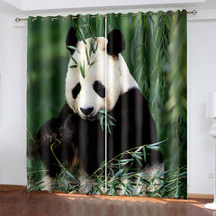 2024 NEW Animal Panda Curtains Pattern Blackout Window Drapes