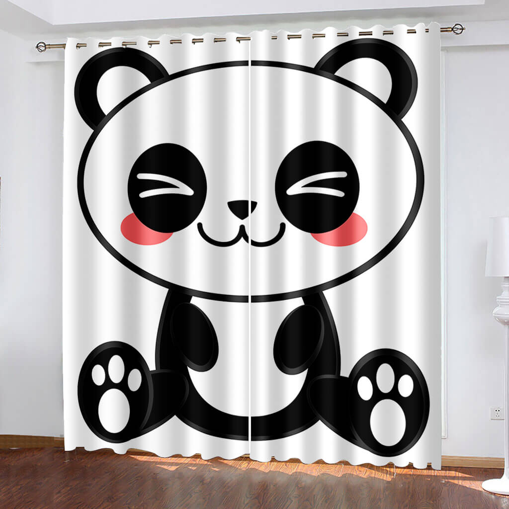 2024 NEW Animal Panda Curtains Pattern Blackout Window Drapes