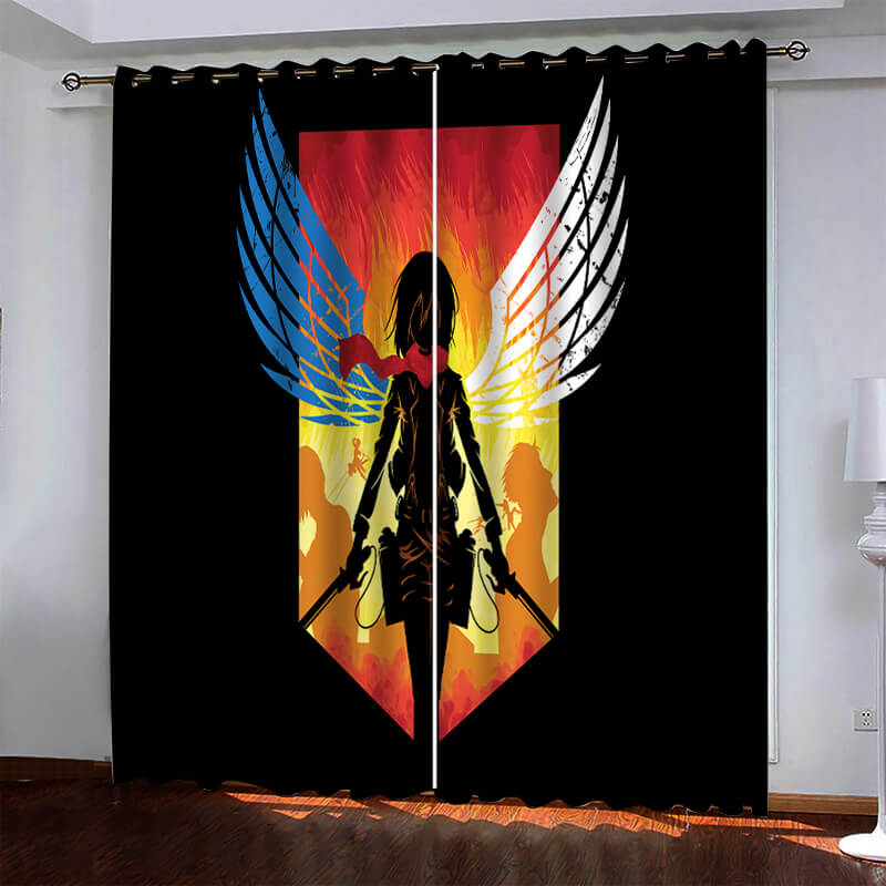 2024 NEW Anime Attack On Titan Pattern Curtains Blackout Window Drapes