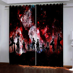 2024 NEW Anime Attack On Titan Pattern Curtains Blackout Window Drapes