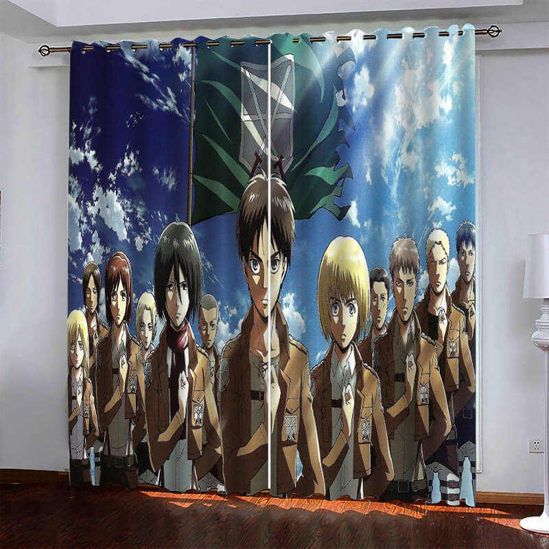 2024 NEW Anime Attack On Titan Pattern Curtains Blackout Window Drapes