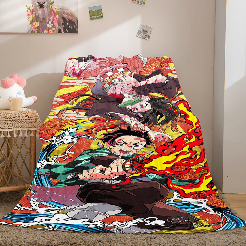 2024 NEW Anime Demon Slayer Flannel Fleece Throw Blanket