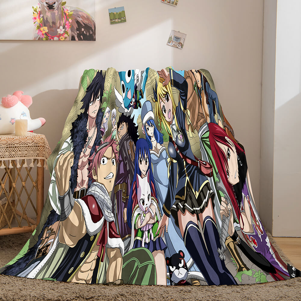 2024 NEW Anime Fairy Tail Flannel Caroset Throw Blanket