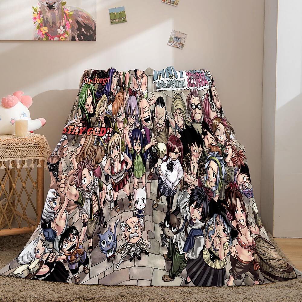 2024 NEW Anime Fairy Tail Flannel Caroset Throw Blanket