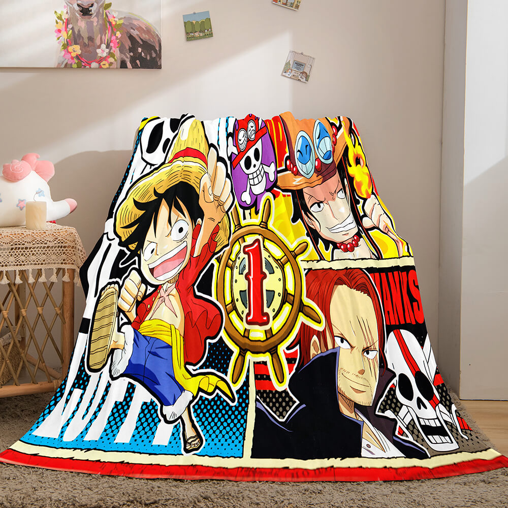 2024 NEW Anime ONE PIECE Cosplay Flannel Blanket Fleece Throw Blanket Sets