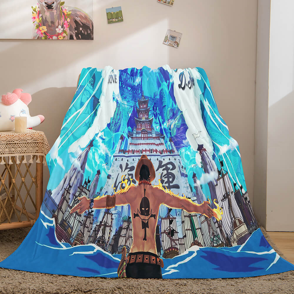 2024 NEW Anime ONE PIECE Cosplay Soft Flannel Fleece Throw Blanket Bedding Sets