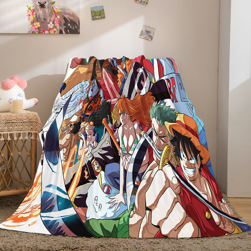 2024 NEW Anime ONE PIECE Cosplay Soft Flannel Fleece Throw Blanket Bedding Sets