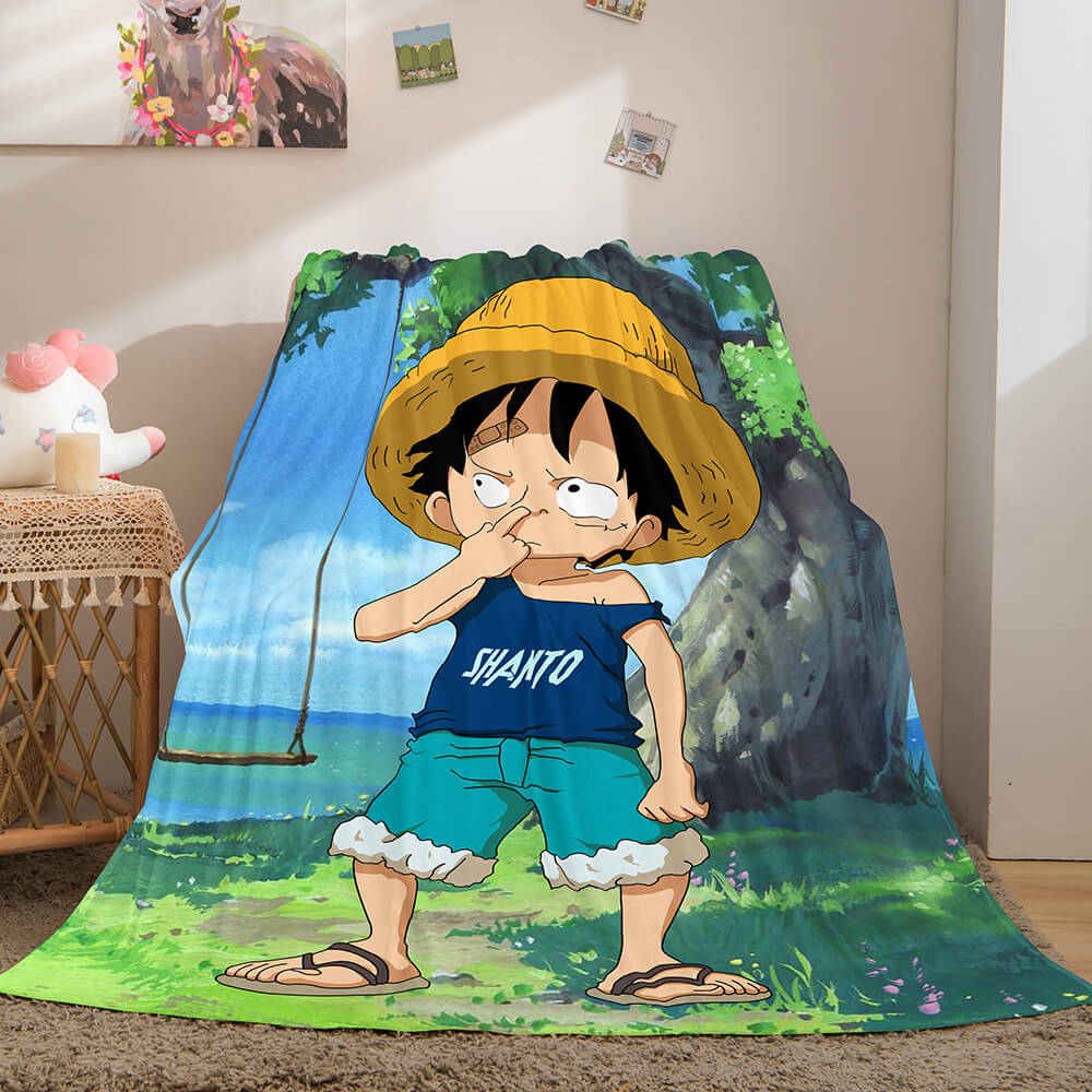 2024 NEW Anime ONE PIECE Cosplay Soft Flannel Fleece Throw Blanket Bedding Sets