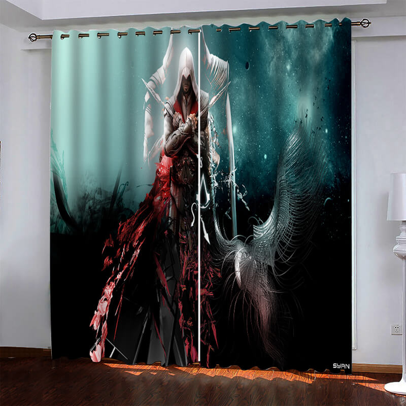 2024 NEW Assassin's Creed Pattern Curtains Blackout Window Drapes