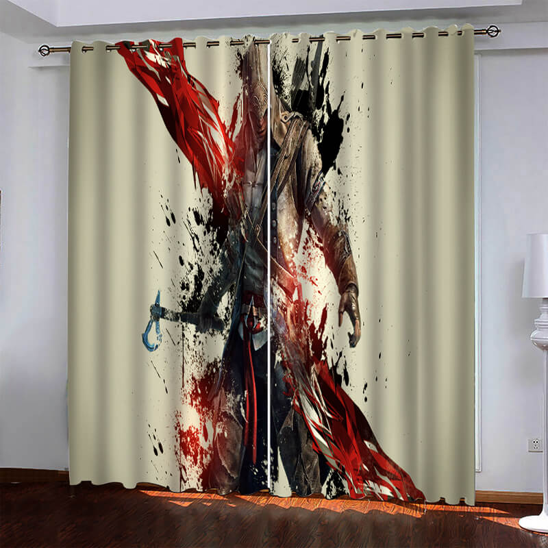 2024 NEW Assassin's Creed Pattern Curtains Blackout Window Drapes