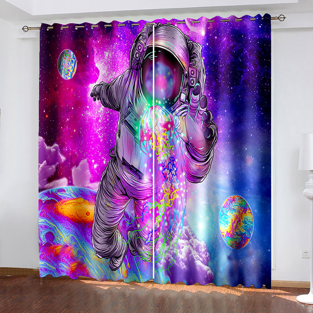 2024 NEW Astronaut Curtains Pattern Blackout Window Drapes