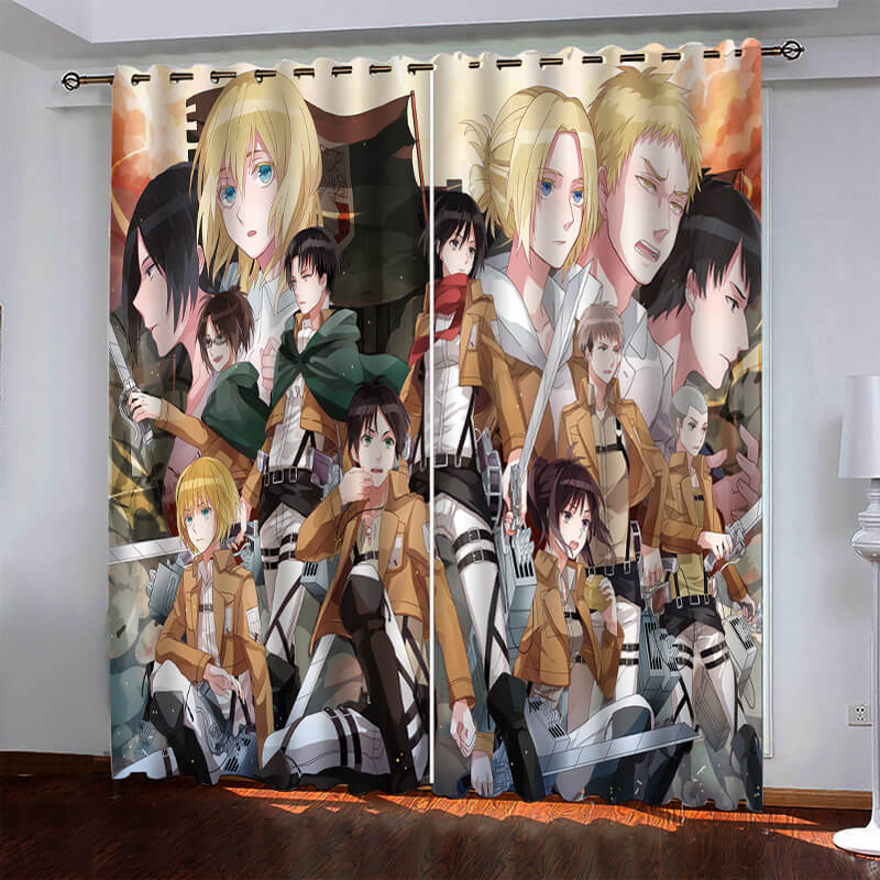 2024 NEW Attack On Titan Pattern Curtains Blackout Window Drapes