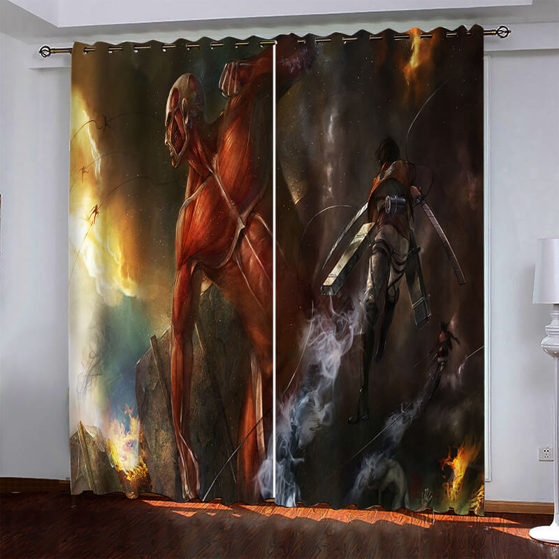 2024 NEW Attack On Titan Pattern Curtains Blackout Window Drapes