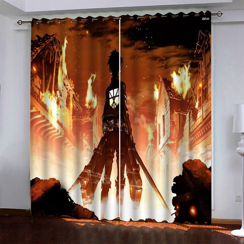 2024 NEW Attack On Titan Pattern Curtains Blackout Window Drapes