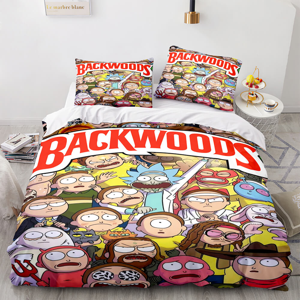 2024 NEW Backwoods Rick and Morty Cosplay 3 Piece Bedding Duvet Cover Sets