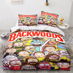 2024 NEW Backwoods Rick and Morty Cosplay 3 Piece Bedding Duvet Cover Sets