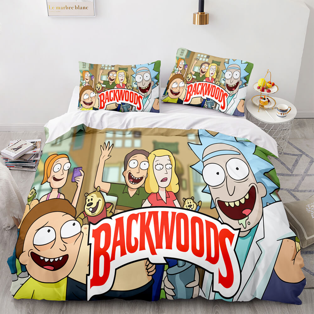 2024 NEW Backwoods Rick and Morty Cosplay 3 Piece Bedding Duvet Cover Sets