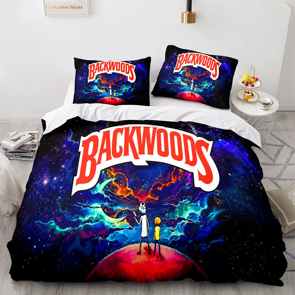 2024 NEW Backwoods Rick and Morty Cosplay 3 Piece Bedding Duvet Cover Sets