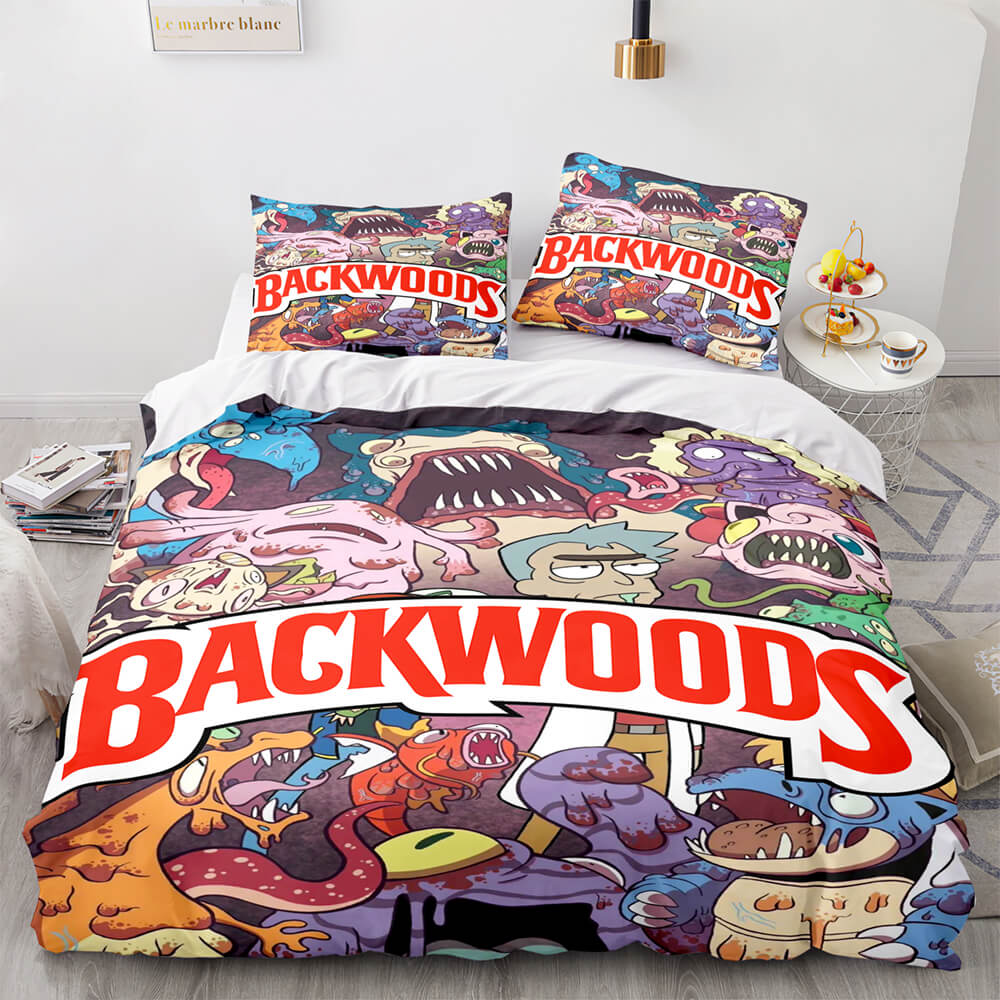 2024 NEW Backwoods Rick and Morty Cosplay 3 Piece Bedding Duvet Cover Sets