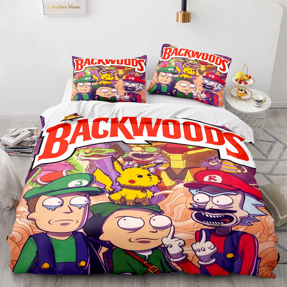 2024 NEW Backwoods Rick and Morty Cosplay 3 Piece Bedding Duvet Cover Sets