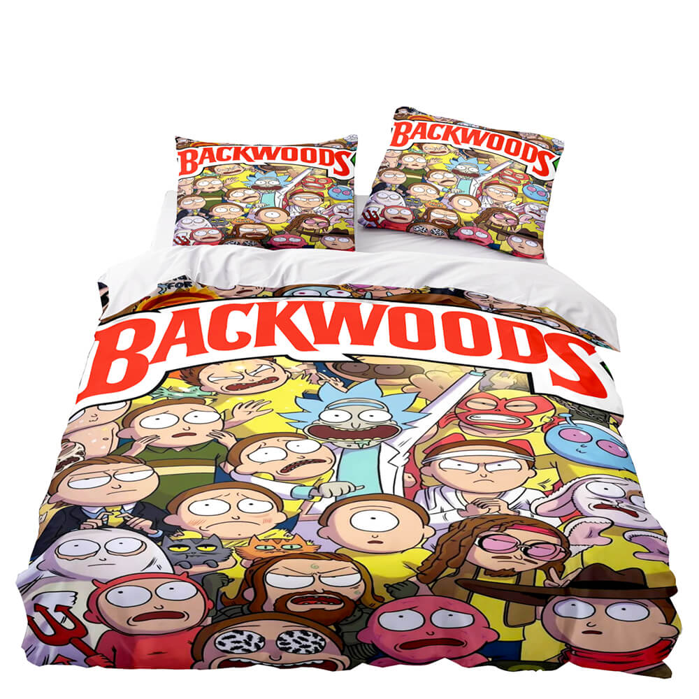 2024 NEW Backwoods Rick and Morty Cosplay 3 Piece Bedding Duvet Cover Sets