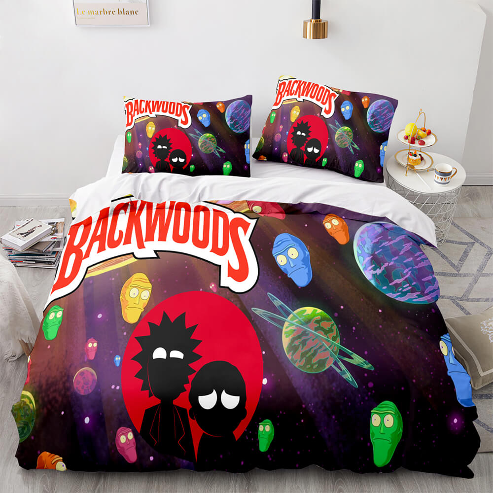 2024 NEW Backwoods Rick and Morty Cosplay 3 Piece Bedding Duvet Cover Sets