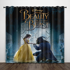 2024 NEW Beauty and the Beast Curtains Pattern Blackout Window Drapes