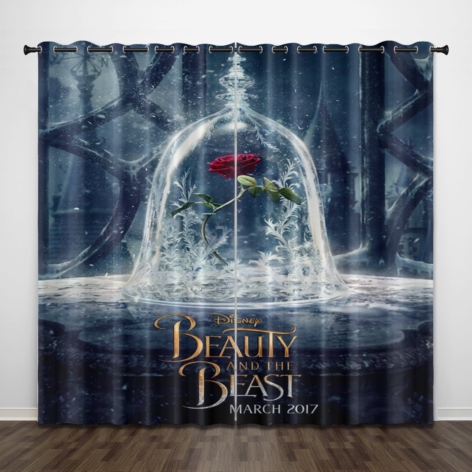 2024 NEW Beauty and the Beast Curtains Pattern Blackout Window Drapes