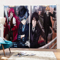 2024 NEW Black Butler Curtains Cosplay Blackout Window Drapes Room Decoration