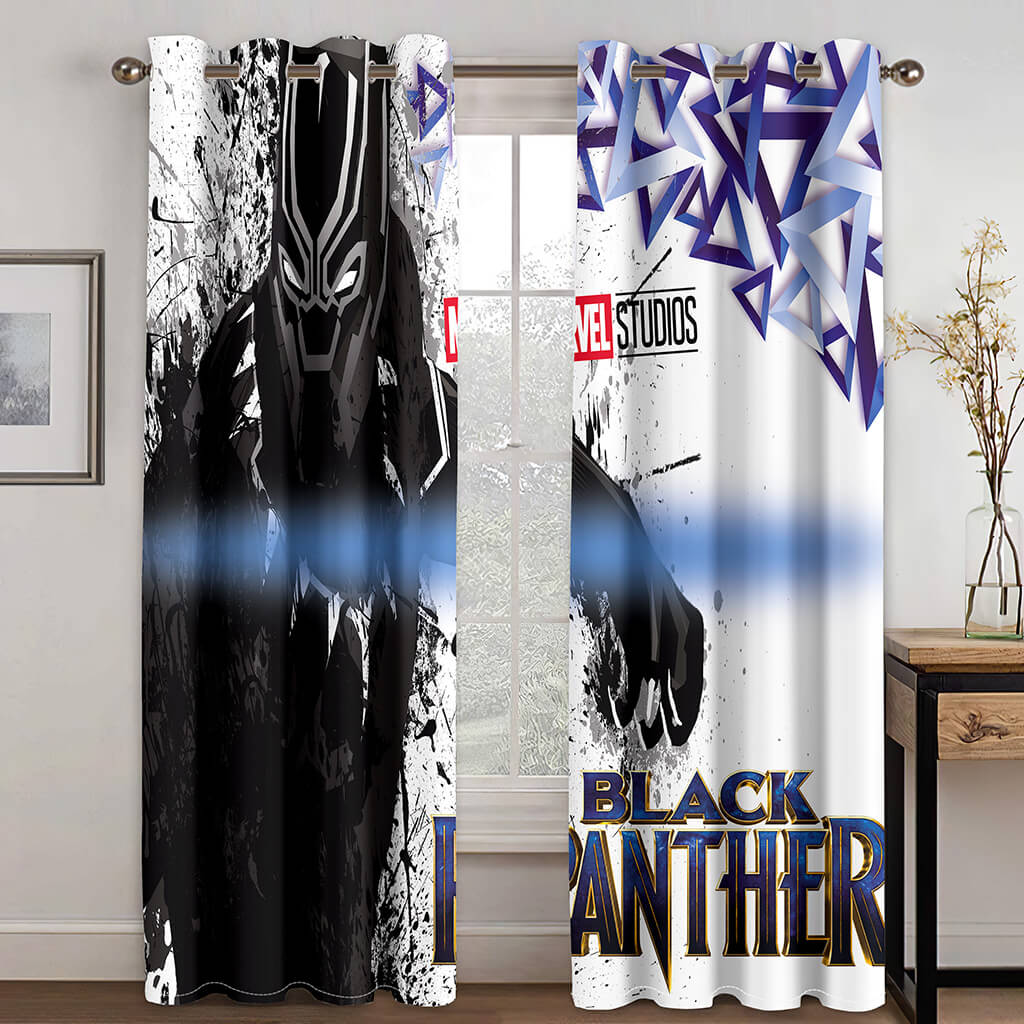 2024 NEW Black Panther Curtains Cosplay Blackout Window Treatments Drapes