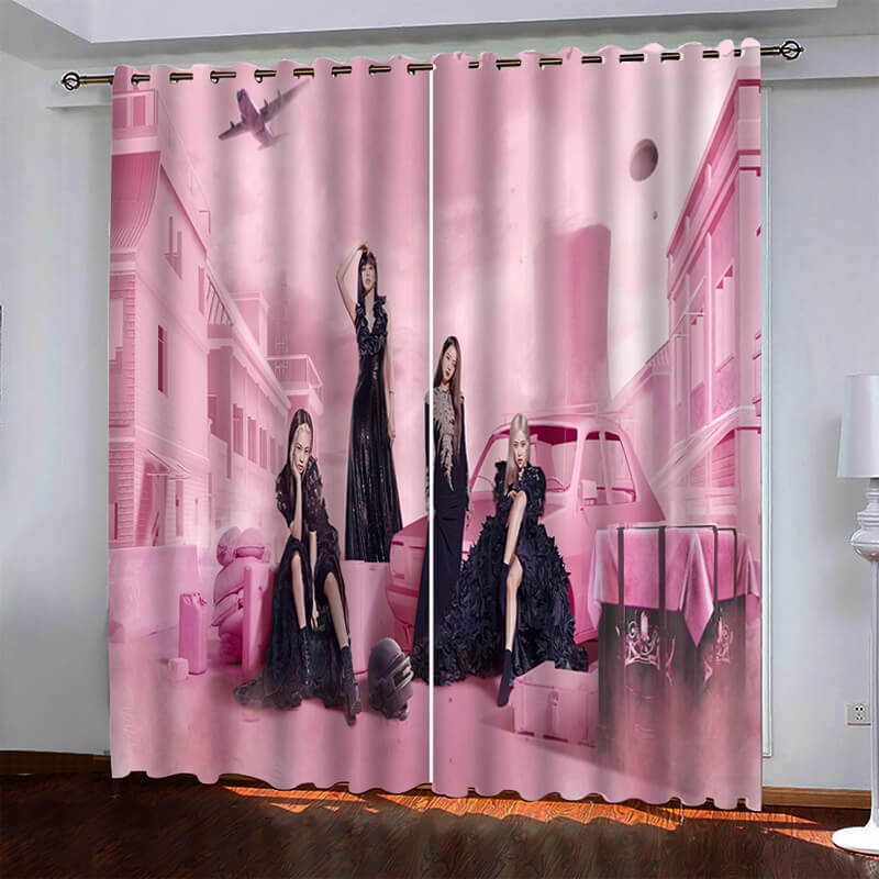 2024 NEW BlackPink Curtains Pattern Blackout Window Drapes