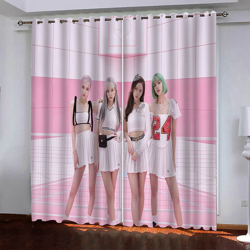 2024 NEW BlackPink Curtains Pattern Blackout Window Drapes