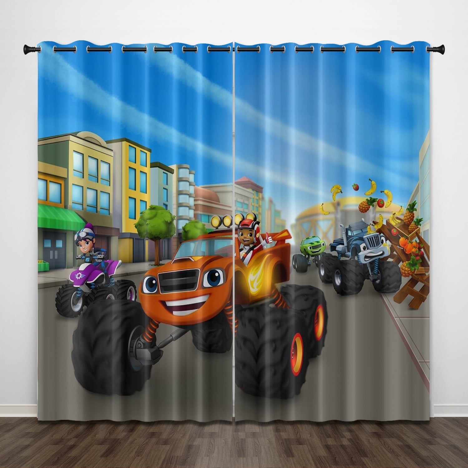 2024 NEW Blaze and the Monster Machines Curtains Pattern Blackout Window Drapes