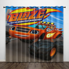 2024 NEW Cartoon Blaze and the Monster Machines Curtains Pattern Blackout Window Drapes