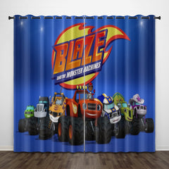 2024 NEW Cartoon Blaze and the Monster Machines Curtains Pattern Blackout Window Drapes