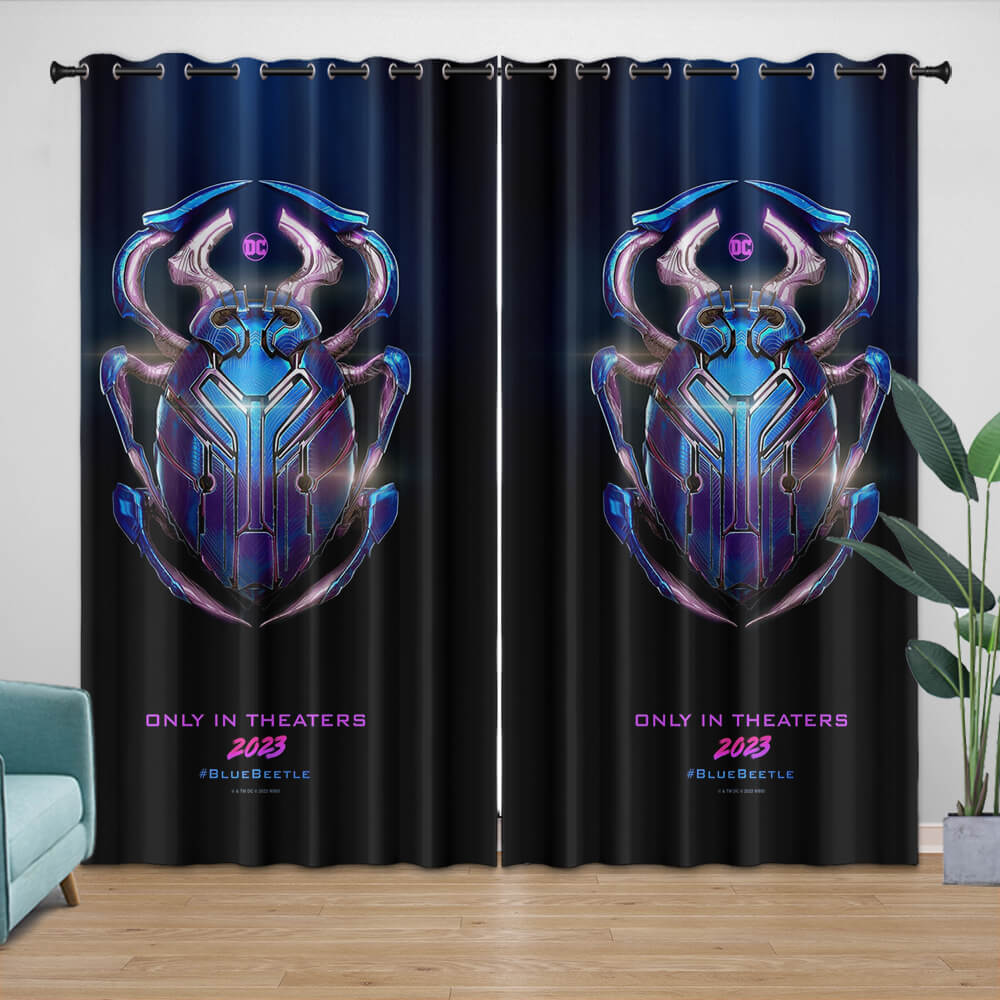 2024 NEW Blue Beetle Curtains Pattern Blackout Window Drapes