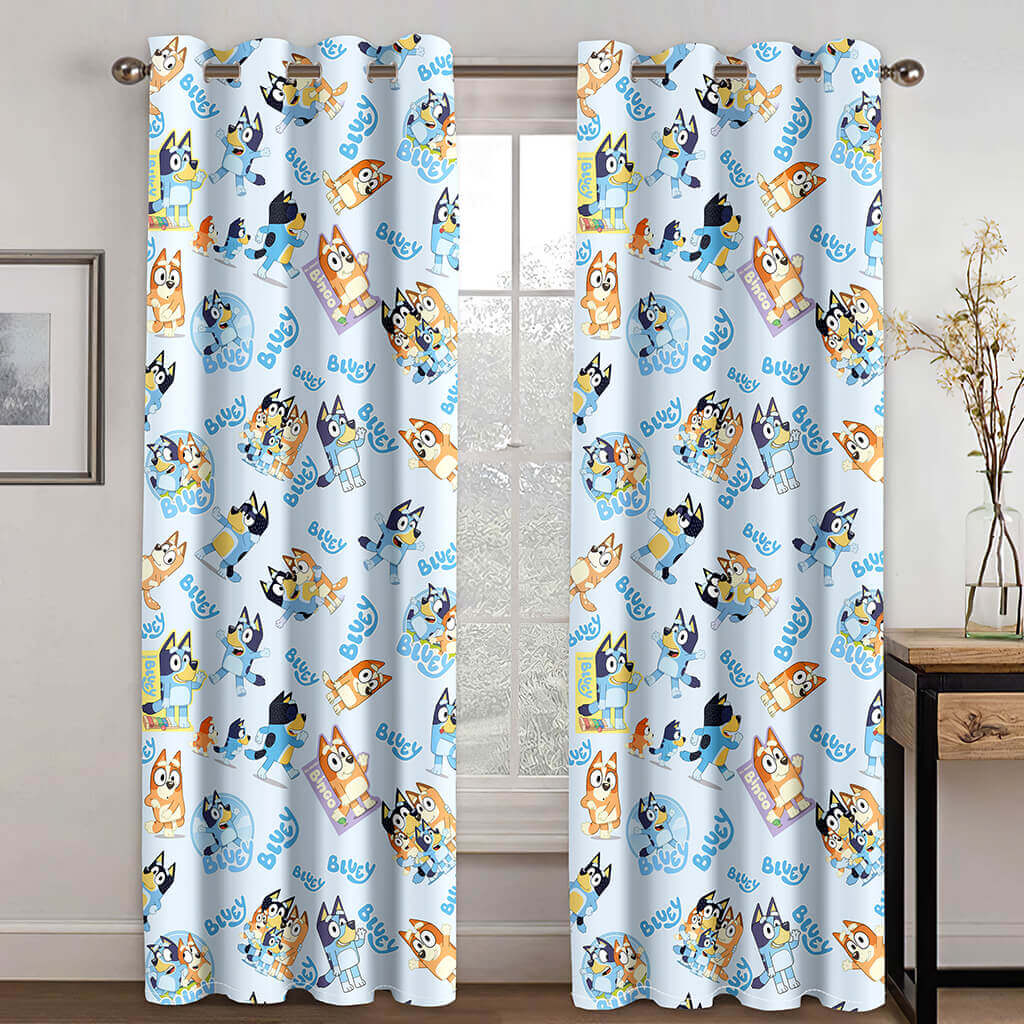 2024 NEW Blue Heeler Bingo Curtains Blackout Window Treatments Drapes for Room Decoration