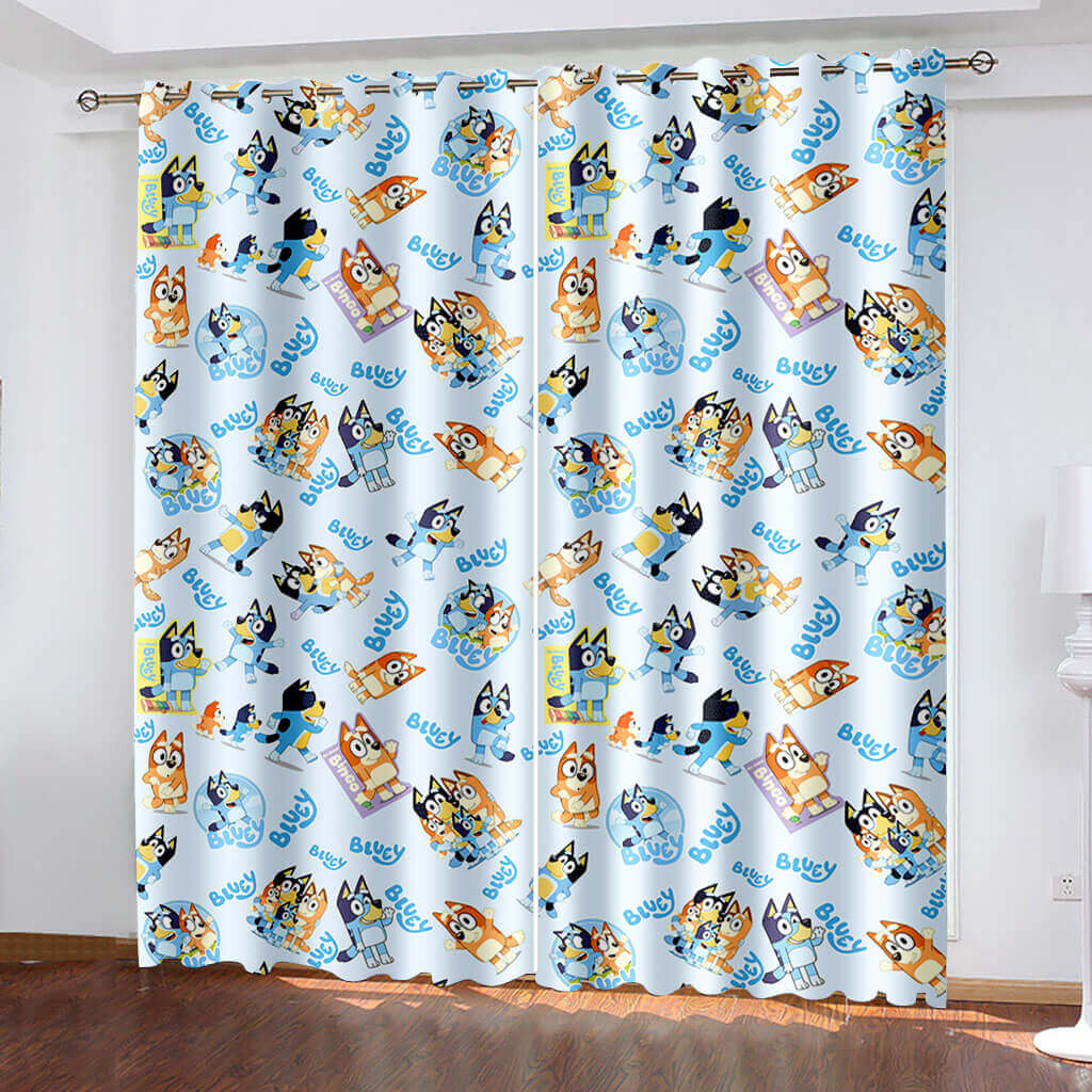 2024 NEW Blue Heeler Bingo Curtains Blackout Window Treatments Drapes for Room Decoration