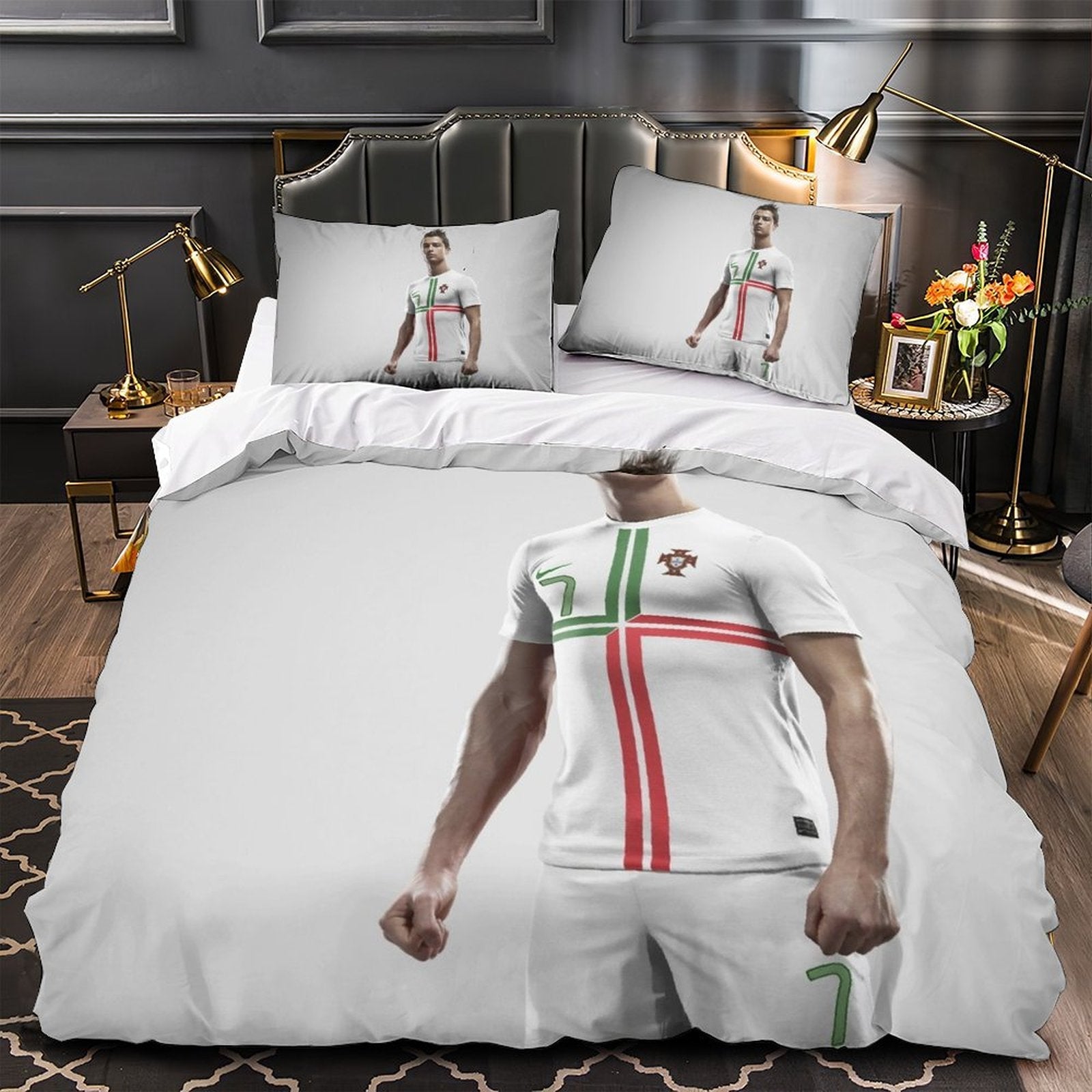 2024 NEW CR7 Cristiano Ronaldo Bedding Set Pattern Quilt Duvet Cover