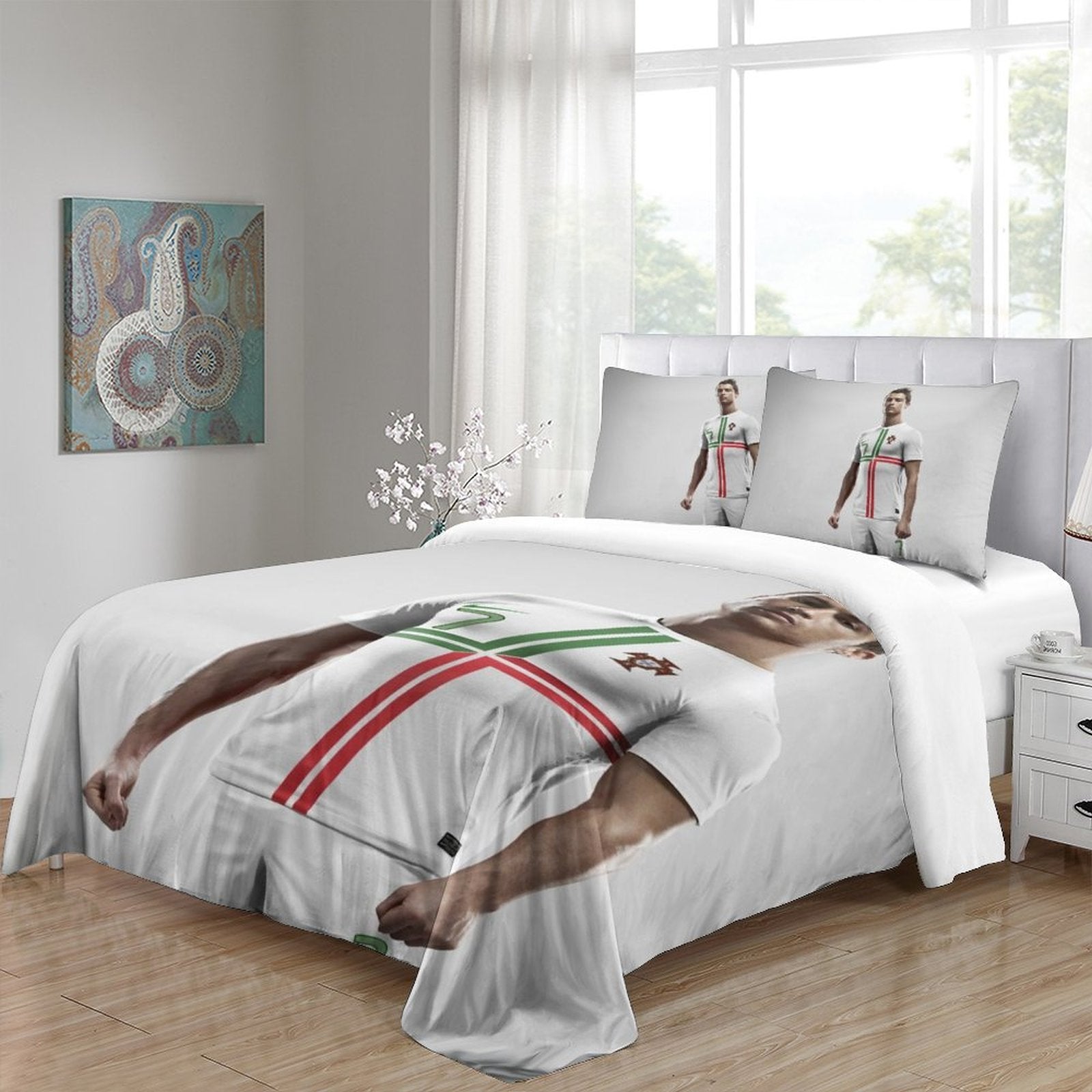 2024 NEW CR7 Cristiano Ronaldo Bedding Set Pattern Quilt Duvet Cover