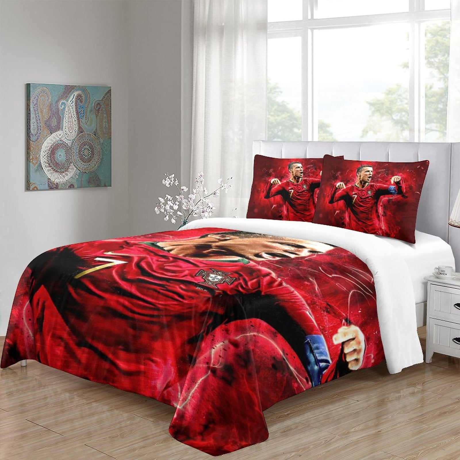 2024 NEW CR7 Cristiano Ronaldo Bedding Set Pattern Quilt Duvet Cover