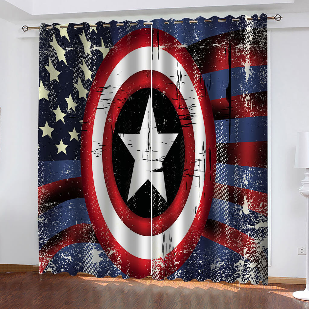 2024 NEW Captain America Curtains Cosplay Blackout Window Drapes Room Decoration