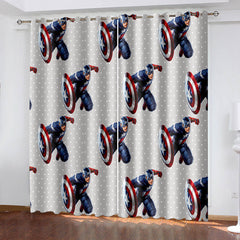 2024 NEW Captain America Curtains Cosplay Blackout Window Treatments Drapes