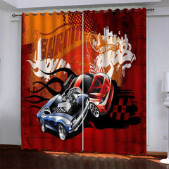 2024 NEW Car Model Hot Wheels Pattern Curtains Blackout Window Drapes