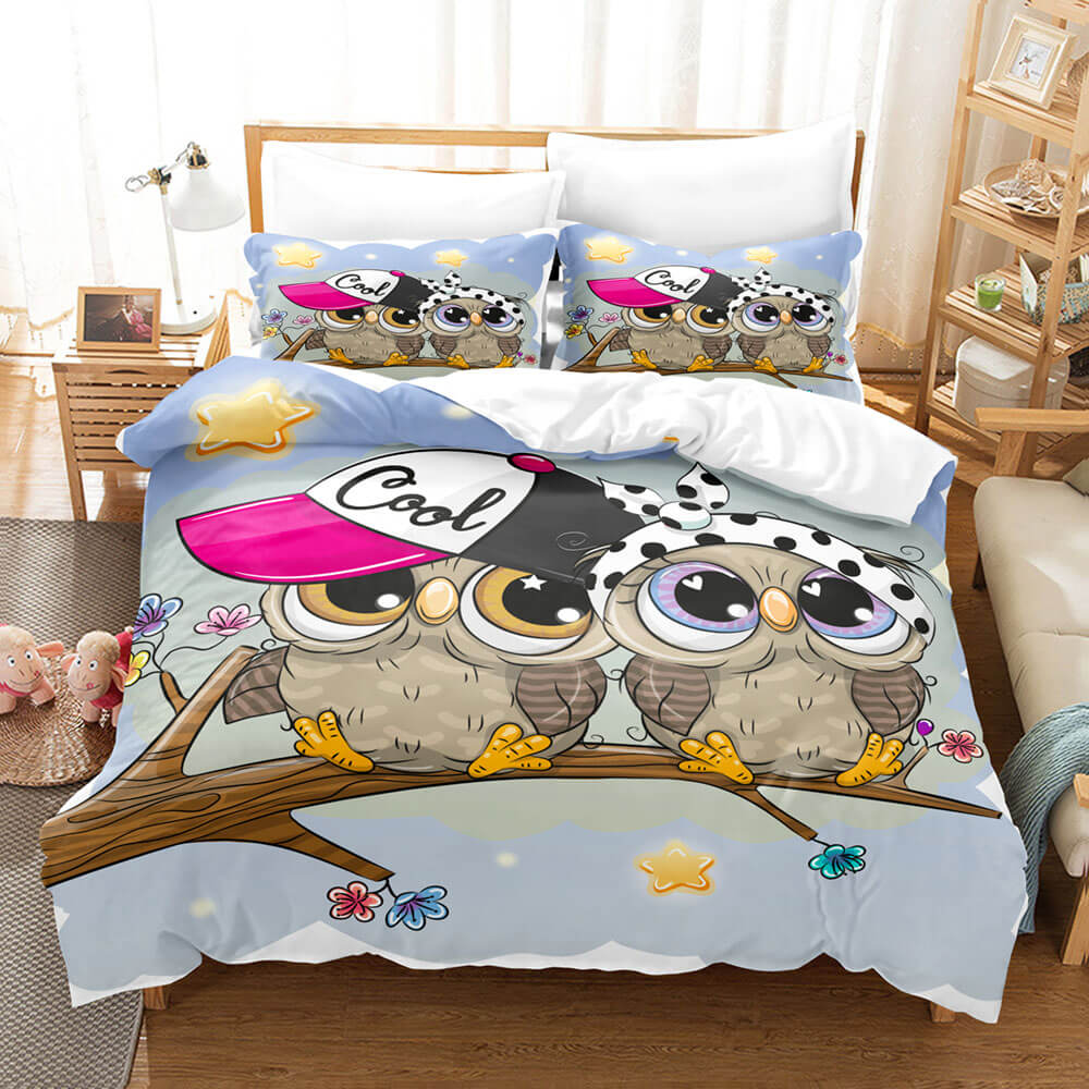 2024 NEW Cartoon Animals Owl Bedding Sets Quilt Cover Without Filler