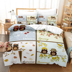 2024 NEW Cartoon Animals Owl Bedding Sets Quilt Cover Without Filler